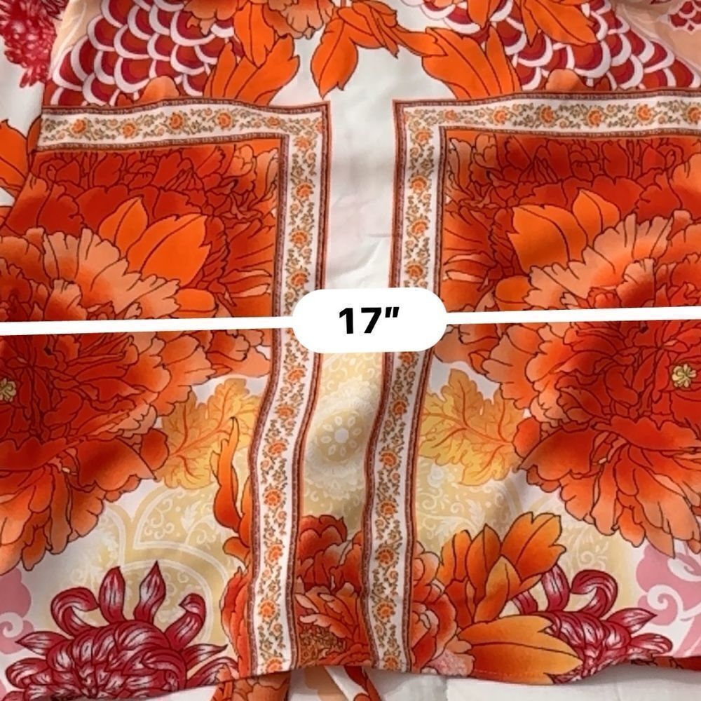 Joie Long Sleeve Orange & White floral tie@waist button down- NWOT- size small - Picture 9 of 16